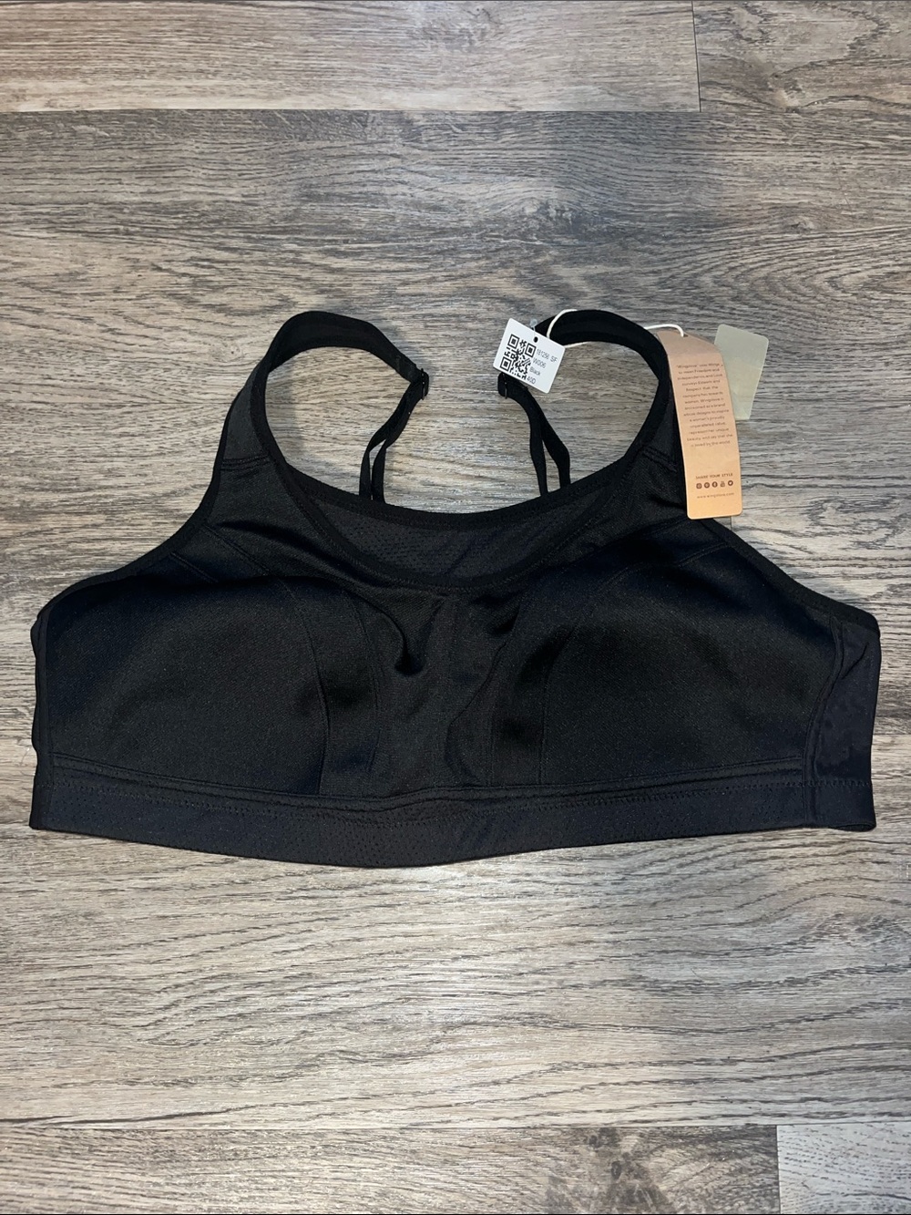 WingsLove Black Sports Bra with Mesh Paneling
